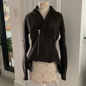 Rick Owens | Lamb Leather Asym Zip Jacket Dark Shadow | Sz IT 46 (US 12)